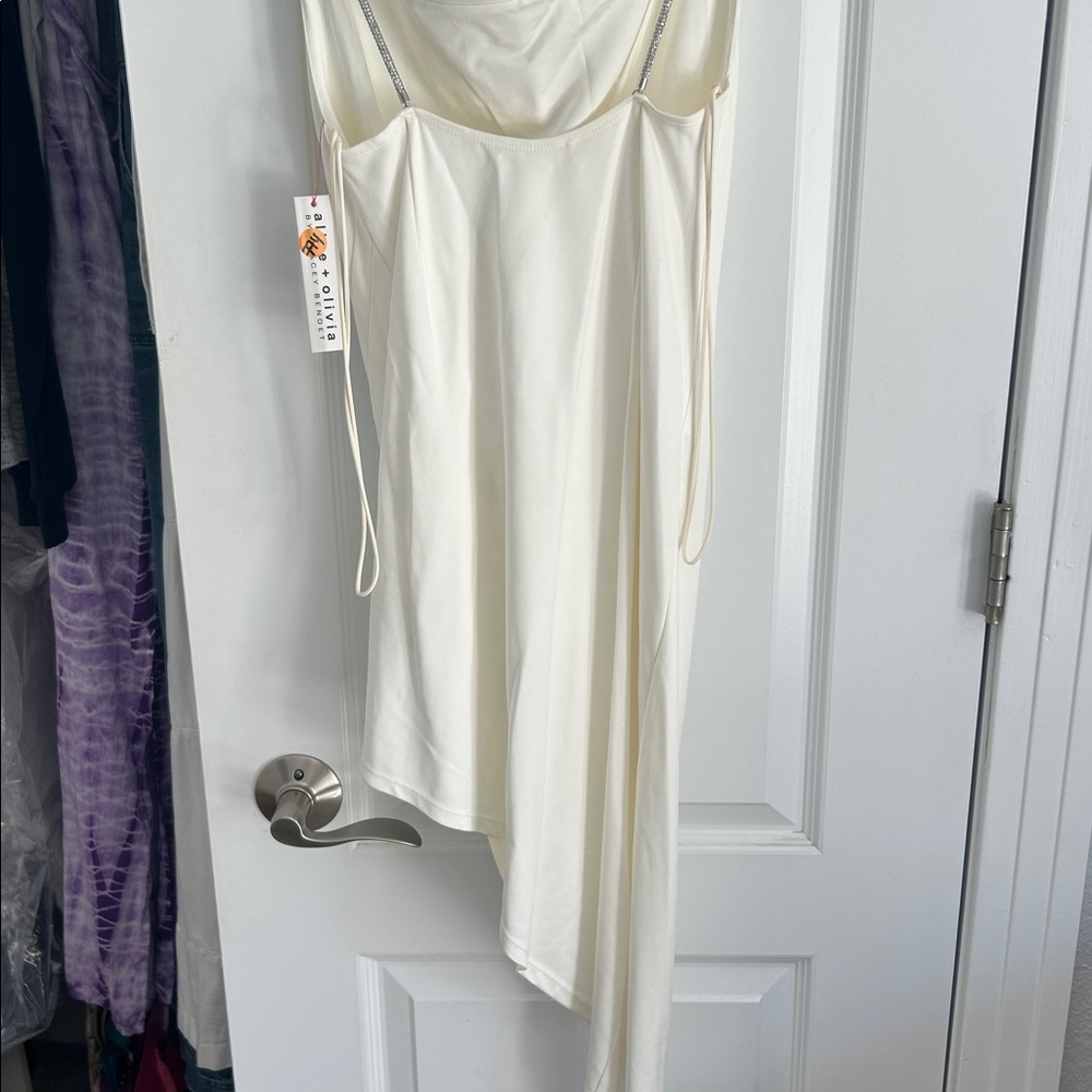 New Alice and Olivia Coral Crystal Strap Midi Dress - Picture 7 of 12